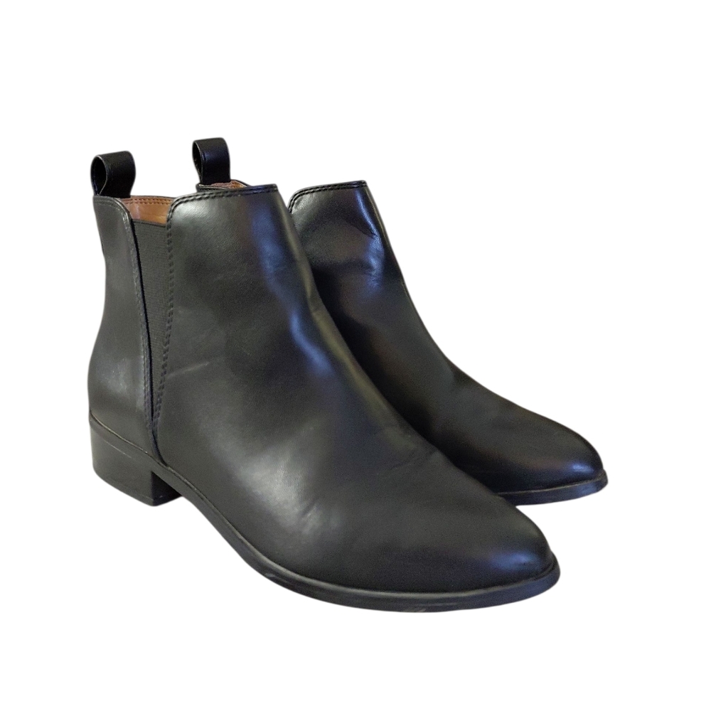 J Crew Fallon Black Leather Ankle Boots Women's Size 7 Black Booties - Picture 10 of 11